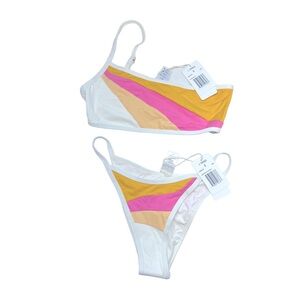 L*Space Bikini Small Top Daybreak Bottom Daybreak Bitsy Sunshine Cream Guava NWT